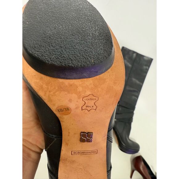 BCBG Mandy boot - Leather knee-high Moto Boots With Rubber Heel Cap - Picture 8 of 12